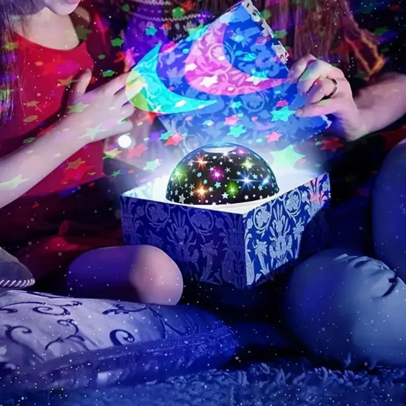 1PC Starry Night Light Projector, 360 ° Rotatable Light Fixture with 9 Color Modes, Featuring Moon And Stars - USB Powered, 1 Dreamy Starry Light - Illuminates Romantic Bedrooms, Adding Brilliance to Festivals, Camping Adventures, And Parties
