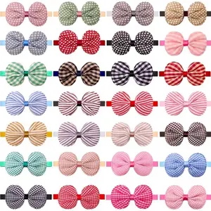 Pet Bow Tie Collar Plaid 1 piece Adjustable One Size Fits All Various Styles for Small to Large Pets Comfortable Fit Versatile for Any Occasion