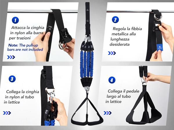 Alongsong Advanced Pull Up Assist Bands Set Heavy-duty 4/5x80lbs Resistance Adjustable Strap & Wide Footplate for Home Gym Outdoor Workout Strength Training Exercise Equipment