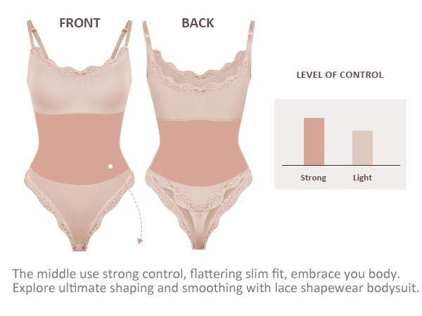 FeelinGirl Women Lace Bodysuit Scoop Neck Sleeveless Cami Spaghetti Strap Tank Tops Shapewear Thong Body Suits Gift Womenswear Comfort dealsforyoudays