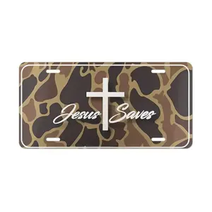 Jesus Saves Camouflage Old School License Plate Camo Tag