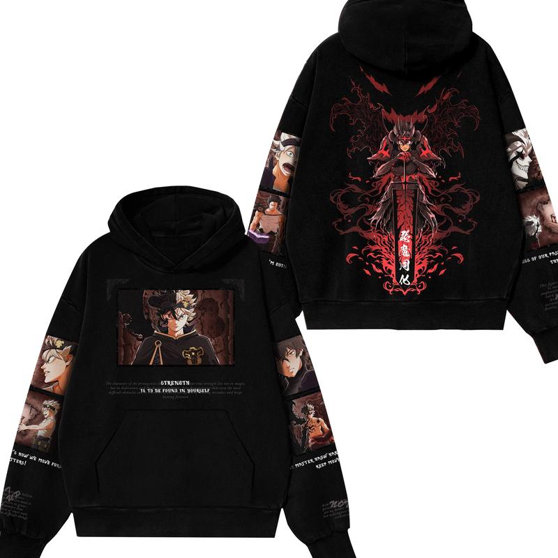 Black Clover Asta Demon Form Anime Hoodie - Y2K Grunge Streetwear Sweatshirt - Anti-Magic Manga Pullover for Fans