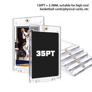 BEKRVIO-PKMN TCG Collectible Trading Graded Cards 35pt/130pt Magnetic Card Holders, Card Touch Holder for Anime Game Trading Cards, Baseball Sports Card Protectors Hard Plastic, Magnetic Thick Card Display Case