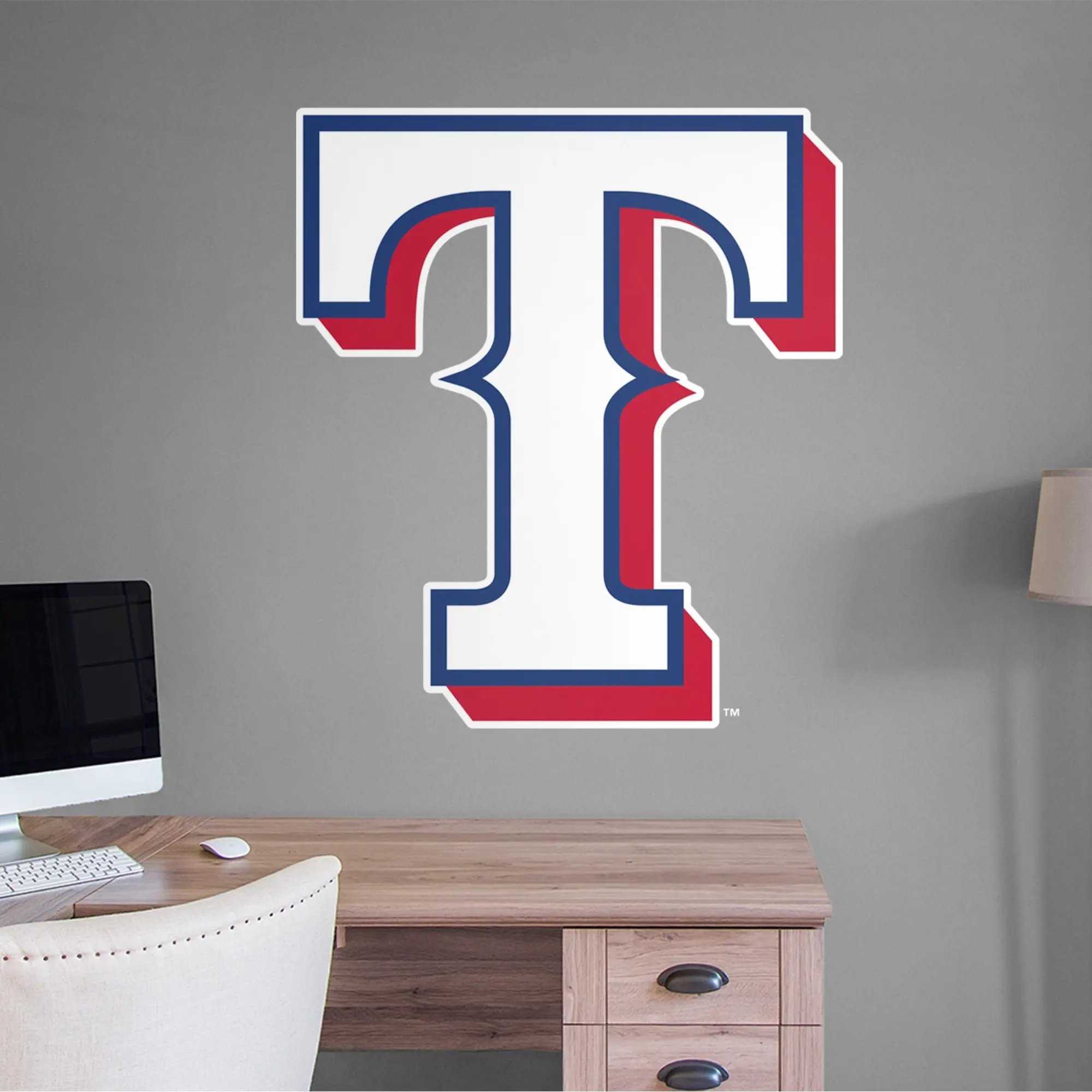 Official MLB Texas Rangers RealBig Alternate Logo Collection Reusable Vinyl Wall Decals, Room Decor Wall Decor Decal Sticker Stickers Decoration Items, Die-Cut Edge