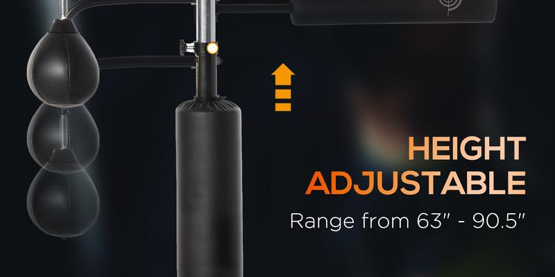 Soozier 3-in-1 Boxing Bag Freestanding Punching Bag with 2 Speed Bag, 360° Relax Bar, Reflex Bag, Adjustable Height