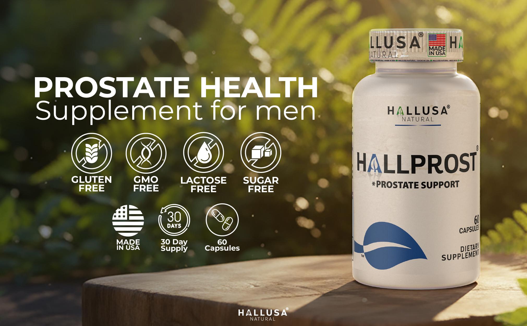 HALLUSA NATURAL Hallprost Prostate Dietary Supplements 60 Capsules with Saw Palmetto Pygeum Africanum Pumpkin Seed Zinc Vitamin E for Nocturia Relief & Men's Health - Fitness HALLUSA NATURAL Hallprost Prostate Dietary Supplements 60 Capsules with Saw Palmetto Pygeum Africanum Pumpkin Seed Zinc Vitamin E for Nocturia Relief & Men's Health - Fitness