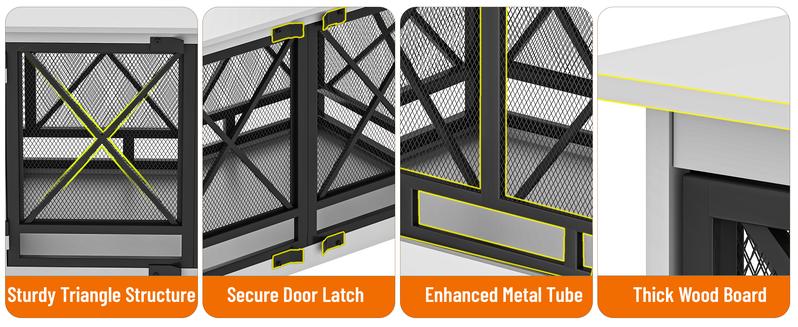 COZPAW Large Dog Crate Furniture - 48 inch Heavy Duty Dog Kennel Indoor for XLarge Breed with Double Doors, Wooden Dog Cage XL Modern Decorative End Table Pet House (Brown)