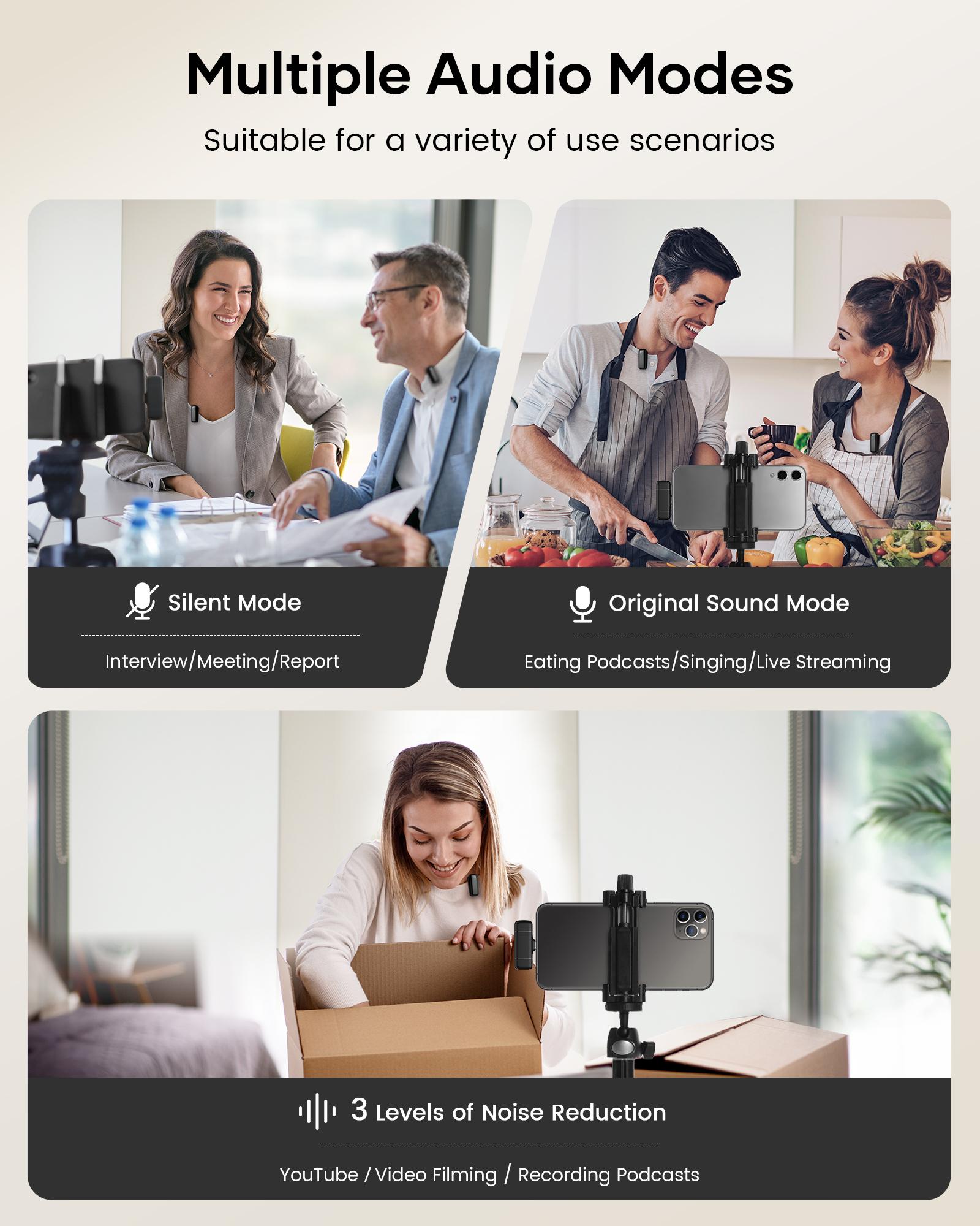 KUKIHO K6 wireless lavalier microphone is suitable for all mobile phones Type-C and ios, plug and play noise reduction wireless microphone