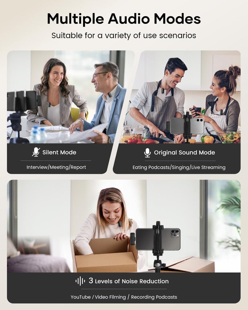 KUKIHO K6 wireless lavalier microphone is suitable for all mobile phones Type-C and ios, plug and play noise reduction wireless microphone