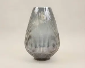 Ribbed Smoke Teardrop Vase (12")