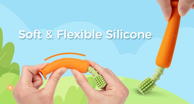 Papablic Baby Training Toothbrush Set for 6-24M, Carrot Teether & Bunny Sonic Brush, Teething & Brushing Stages, Easter Gift!