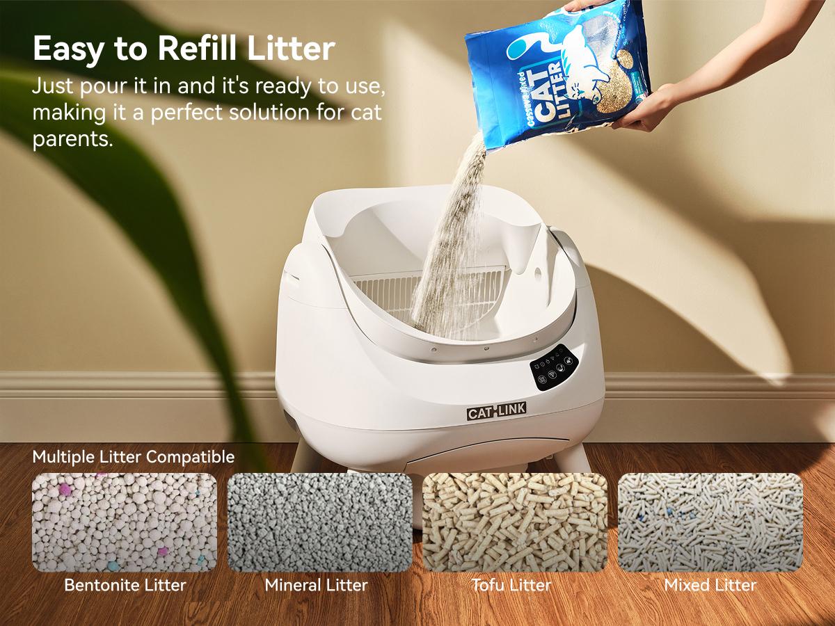 CATLINK Automatic Self - Cleaning Cat Litter Box Scooper Open-X | Ultra-Quiet Operation, App Control, 12L Large Waste Bin, Smart Litter Level Monitoring, Multi-Safety Anti-Pinch Design, Compatible with All Cat Litter, Odor Control, Easy Setup