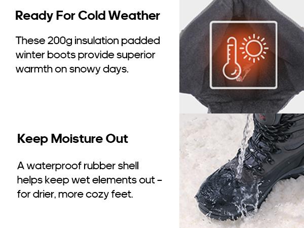 NORTIV 8 Men's Waterproof Insulated Winter Shoes and Snow Boots with 3M Thinsulate Insulation & Rubber Sole for Winter Work & Outdoor Adventures - Decor