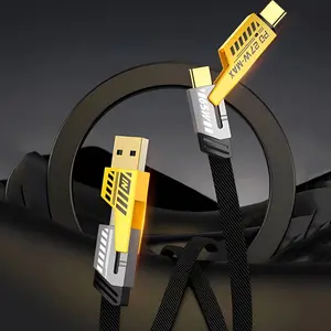 4 in 1 Fast Charging Cable USB-A to iPhone Type-C Flat Wire 65W/27W Charger