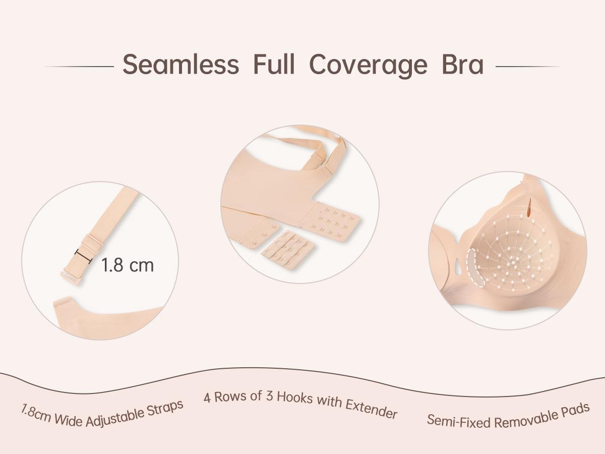 OEAK Women Water Drop Hollow Scalloped Flowers V Neck Jelly Bralettes Breathable Seamless Bras Push Up Full Coverage Everyday Bra