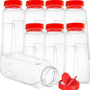 8 Pack Large Spice Jar, 32oz Seasoning Shaker, Plastic Spice Container Bottle with Red Dual Shake Lid for Storing Herbs, Powders, General Use Storage Containers