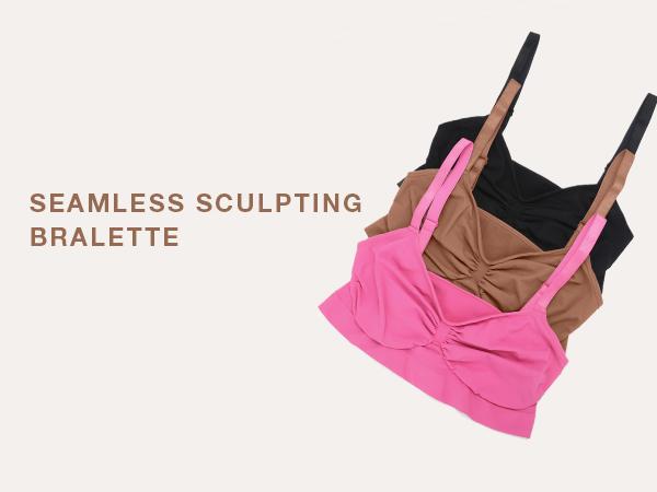 FeelinGirl Women's Wireless Bra Comfort Elastic Bralettes No Underwire Unlined Cami Bra Seamless Tshirt Bras Sports Bra Basic