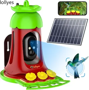 Solar-Powered Hummingbird Feeder with Camera, 7W Smart Bird Feeder, AI Bird Identify, Anti-Ant Moat, SD Card, Great Gift Idea