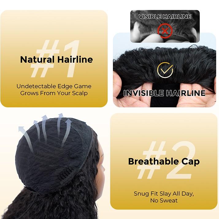 [Wequeen] Leave-out Friendly Burmese Curly Half Wig Glueless Blending Fulani Braids Human Hair Natural Volume Seamless Blend Realistic Hairline Adjustable Fit Valentine Gifts