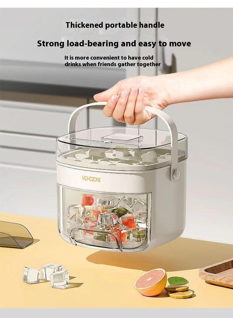 Press-type Convenient Outdoor Portable Ice Tray Large Capacity Ice Bucket 48 Extra-Large Ice Maker Food Grade Plastic Storage Tray Essential Kitchen Gadget