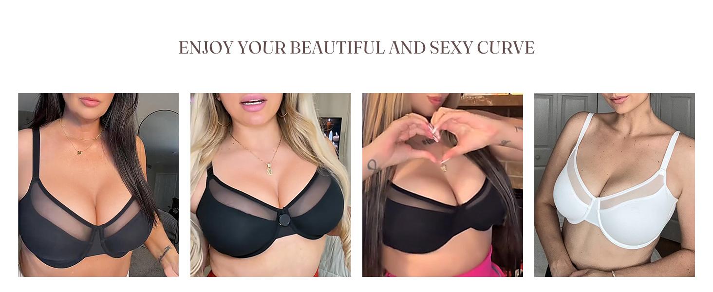 FeelinGirl Minimizer Bras for Women Comfort Underwire Balconette Bras  Deep U-Shaped Back Plus Size Full Cup Coverage No Padded Everyday Bras dealsforyoudays