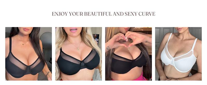 FeelinGirl Minimizer Bras for Women Comfort Underwire Balconette Bras  Deep U-Shaped Back Plus Size Full Cup Coverage No Padded Everyday Bras dealsforyoudays