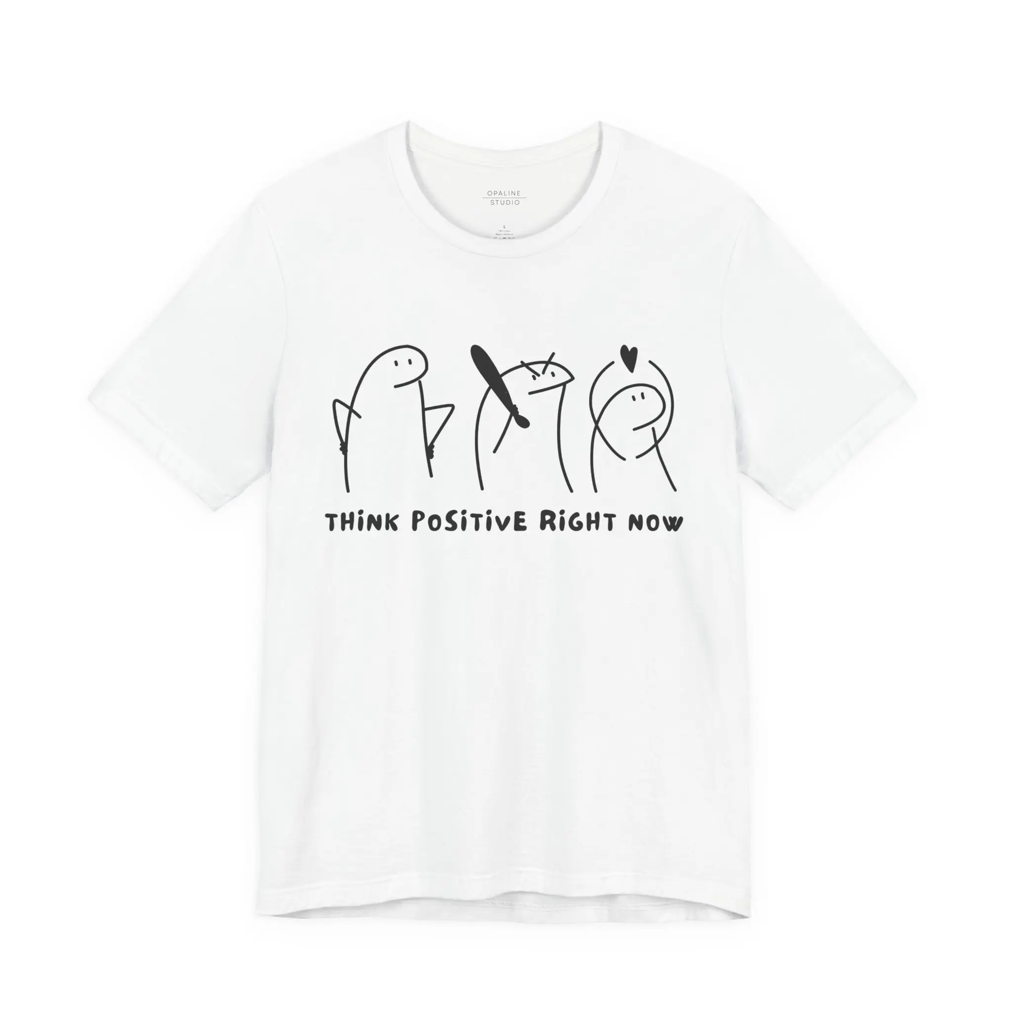 Think Positive Right Now T-Shirt | Minimal Doodle Characters, Positive Message