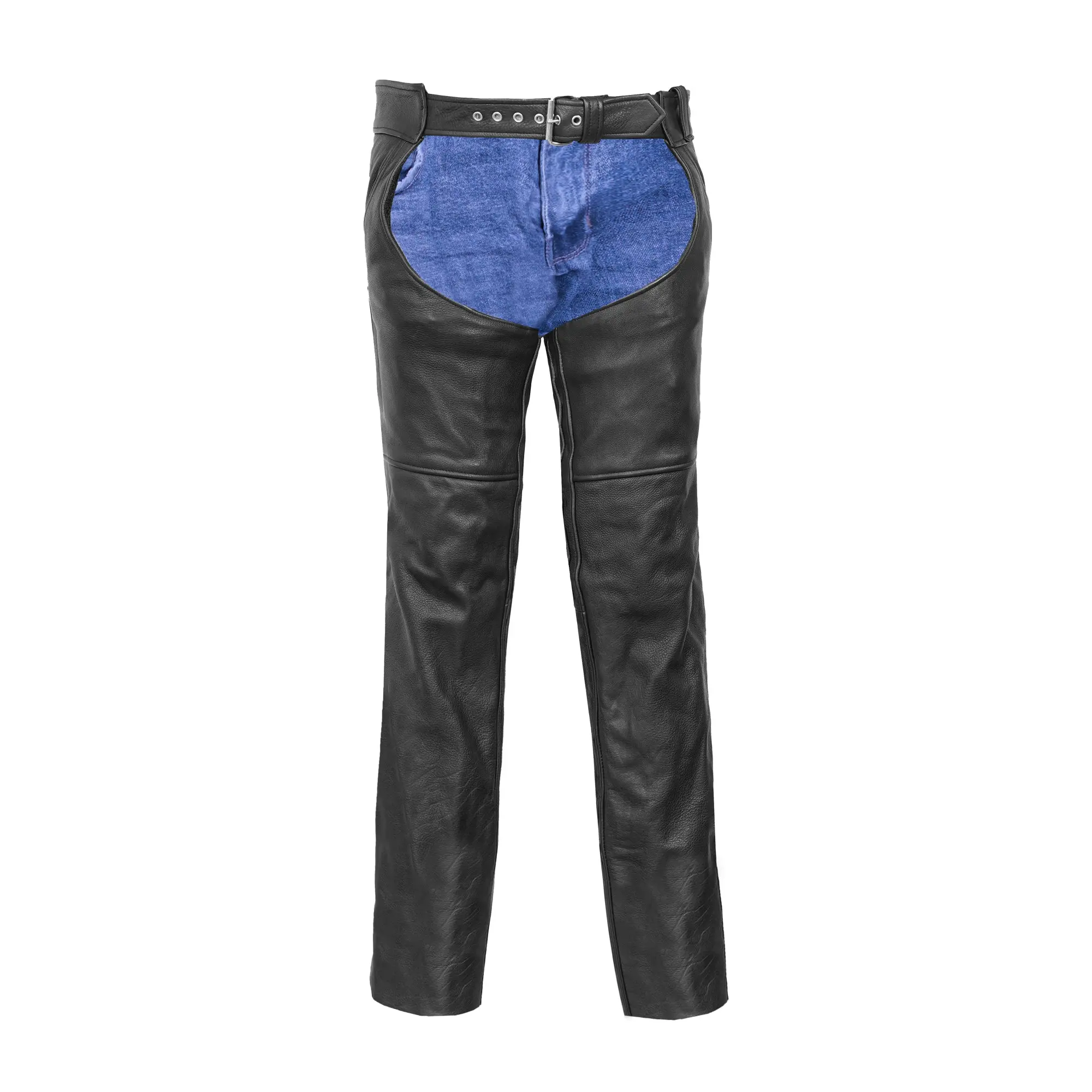 Traza™ Unisex Black leather motorcycle chaps