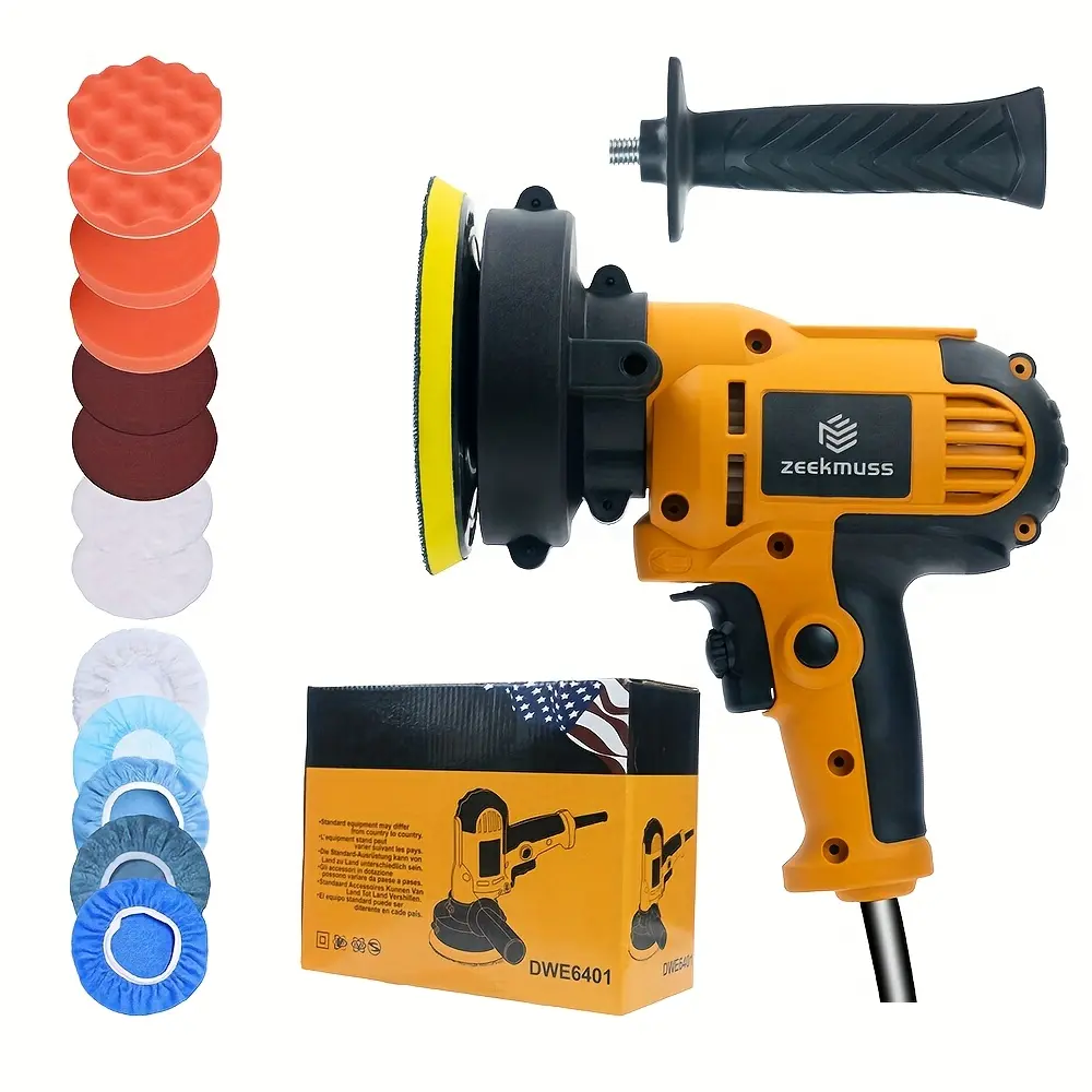 ZEEKMUSS Car Buffer Polisher, Car Polisher With Polishing Disc Accessory Set, 1000-4500RPM Stepless Speed Adjustment, For Car Detail Polishing, Waxin Car Detailing
