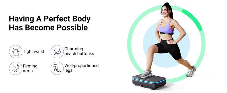 Merach Light Vibration Plate Exercise Machine with Bluetooth & Light , Lymphatic Drainage Machine, Whole Body Workout Vibration Platform for Fitness