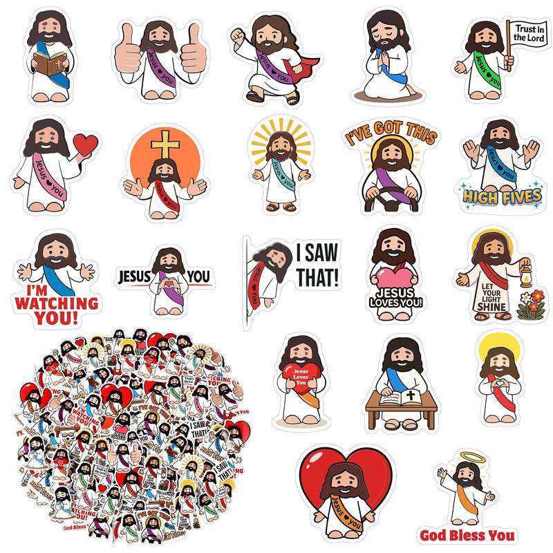 200 Pcs Easter Cartoon Vinyl Stickers Jesus Baseball Bee Golf Soccer Dumpster Fire Meme Waterproof with Positive Quote for Laptop Water Bottles Scrapbook Office Party Gifts