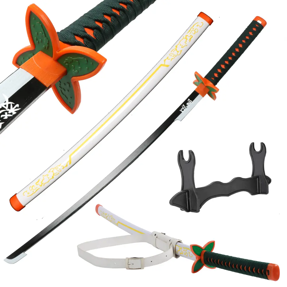 41-in Unisex Demon Slayer Kochou Shinobu Plastic Sword with Safe Blade, Bamboo Wooden Cosplay Prop, Belt, 1 Holder Stand, 1.1 lb, Halloween Role-Play Decoration, Birthday Gift (Sports & Outdoor Fencing Gear), Christmas, 41 Inches, Kochou Shinobu Demon Sla
