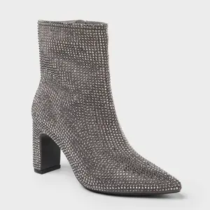 Women’s Gloria Low Shaft Heeled Rhinestones Boots with Memory Foam Insole - A New Day