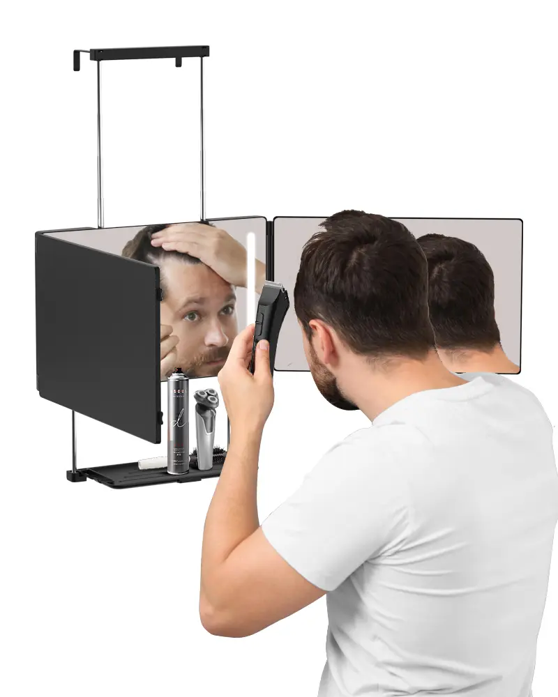 Umitec Adjustable LED Light 3 Way Mirror, Portable Trifold Mirror for Shaving, Grooming, Hair Styling, Dye Hair, Makeup, Braiding, 360 Degree Mirror campingessentials backtoschool,dorm decor,dorm room decor