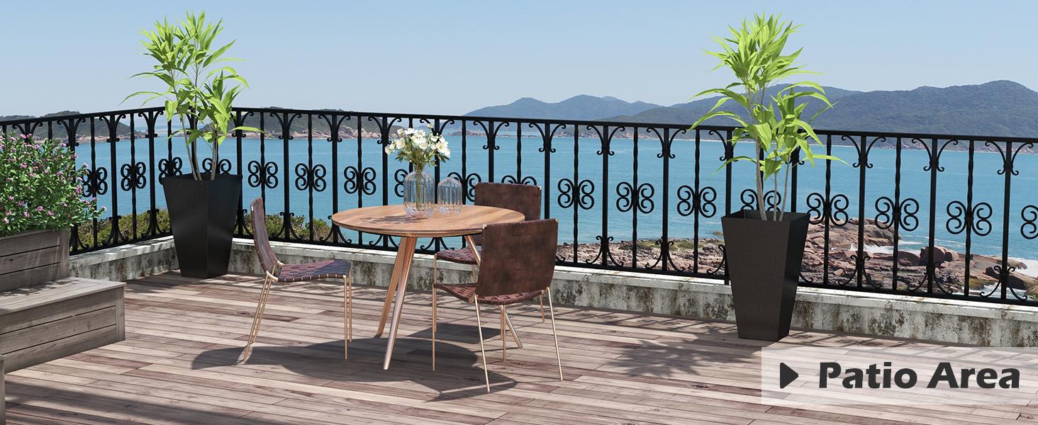 【Set of 3】Outsunny Set of 3 Tall Planters with Drainage Hole, 28" Outdoor Flower Plant Pots, Indoor Planters for Porch Patio and Deck