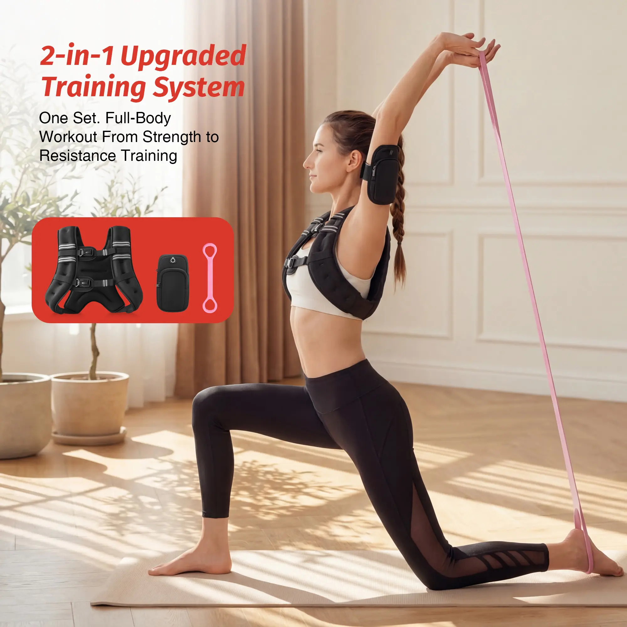 【BackToSchool】ZELUS Weighted Vest,6–30lb Adjustable Weight Vest with Reflective Stripe,Detachable Phone Pouch&Adjustable Straps,Includes Resistance Band Silicone Expander(Random Color) for Walking,Strength Training,Rucking |#tiktokshopbacktoschool
