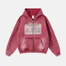 inflation Men's 400g Heavyweight Unisex Zip-Up Hoodie - Street Style Menswear, Longsleeves, Oversized Baggy Fit, Washed Distressed Design, Gradient Accents, Casual Vintage Mens Clothing, Large Sizes, Room for Movement, Style Essential Top