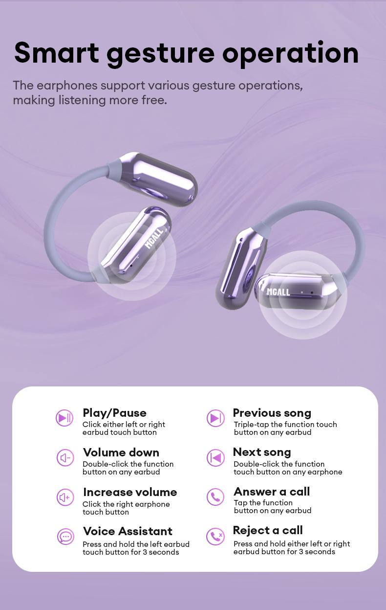 MGALL C18 Open-Ear Wireless Headphones with 2025 Bluetooth 6.0, Supports 169-Language Translation, LED Full-Color Touch Smart Screen, ENC Noise Cancellation, Remote Photography & Anti-Loss Function, Audio Earbuds for Music & Calls