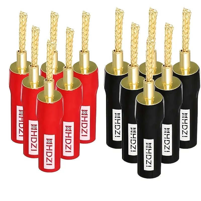 HHDZI Speaker Soft Rubber Braided Banana Plug - Open Screw Type, Insulated 24K Gold Plated Speaker Cable Banana Plug Connector for Speaker Cable, Home Theater, Audio/Video Receivers and Sound Systems (12) sohochic