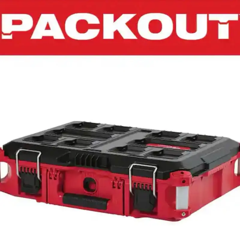 Milwaukee PACKOUT Medium Tool Box - 22 in. Red, 75 lbs. Weight Capacity, Compact Storage Organizer for DIY Enthusiasts