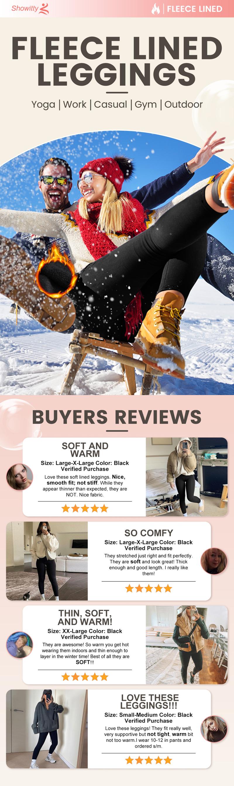 SHOWITTY Fleece Lined Leggings Women - High Waisted Winter Yoga Pants Tummy Control Soft Thermal Warm for Hiking Workout