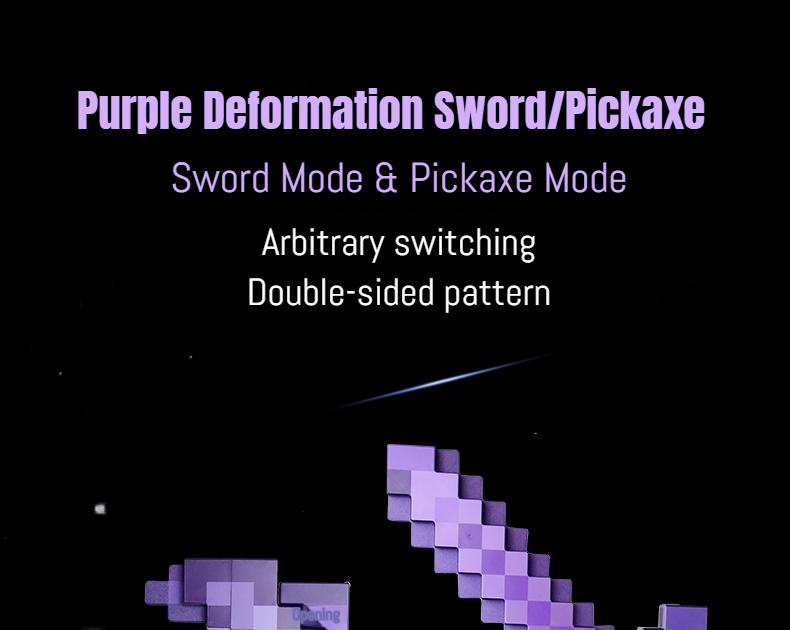 2 in 1 Sword & Pickaxe Transforming Toy with Game-Inspired Light & Sound Effects for Kids