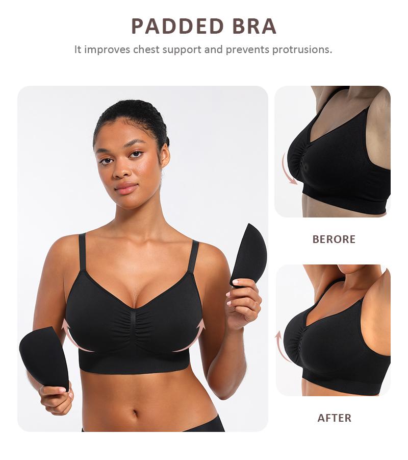 FeelinGirl Women's Wireless Padde Bra Full Coverage Plus Size Comfort Bra Seamless Everyday Bra