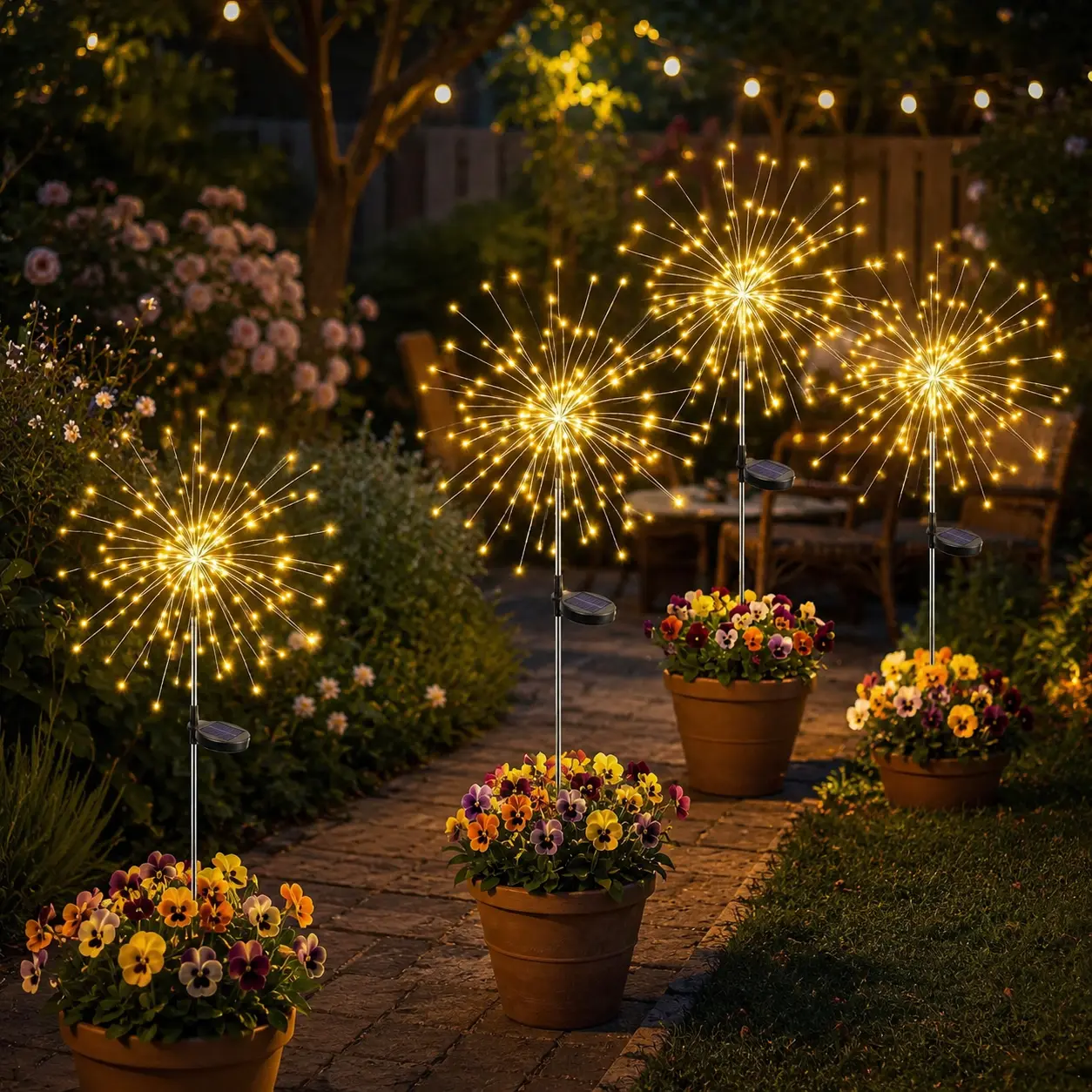 Solar Firework Lights 120 LED Outdoor Garden Decorative Lights Waterproof LED String Light Christmas Yard Decoration Holiday Landscape Lighting, Solar Powered, Solar Lighting Outdoor