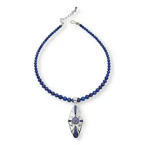 Mine Finds by Jay King Sterling Silver Tanzanite & Lapis Pendant with Bead Necklace