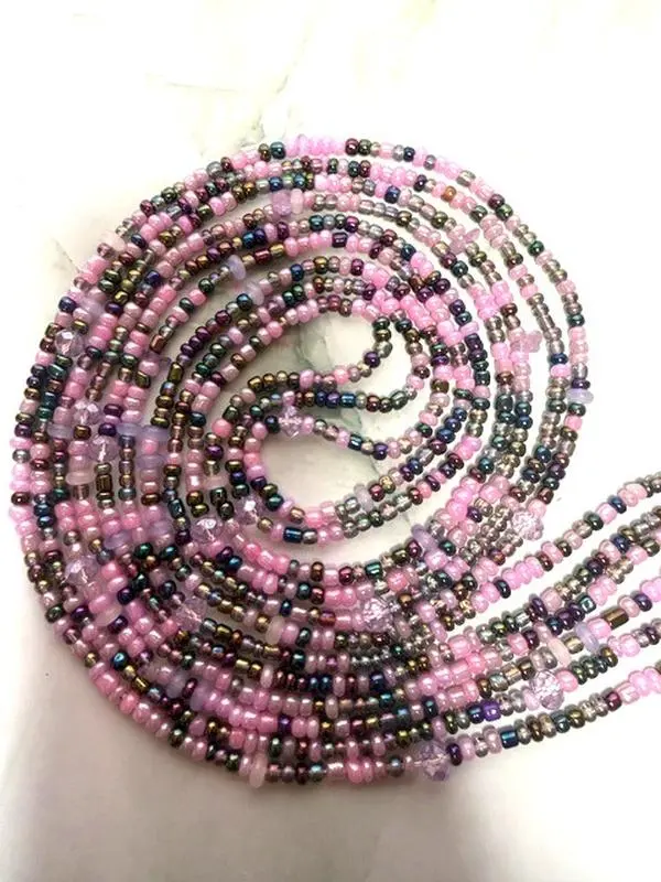 Purple Peace Waist Beads - Handcrafted Beads for Waist Decoration