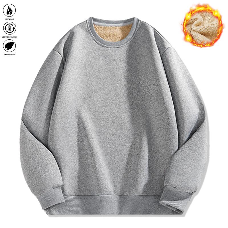 3-Pack,Men's Fleece-Lined Warm Pullover Sweatshirt , LongSleeve, Round Neck for Fall/Winter Comfort, FleeceSweatshirt