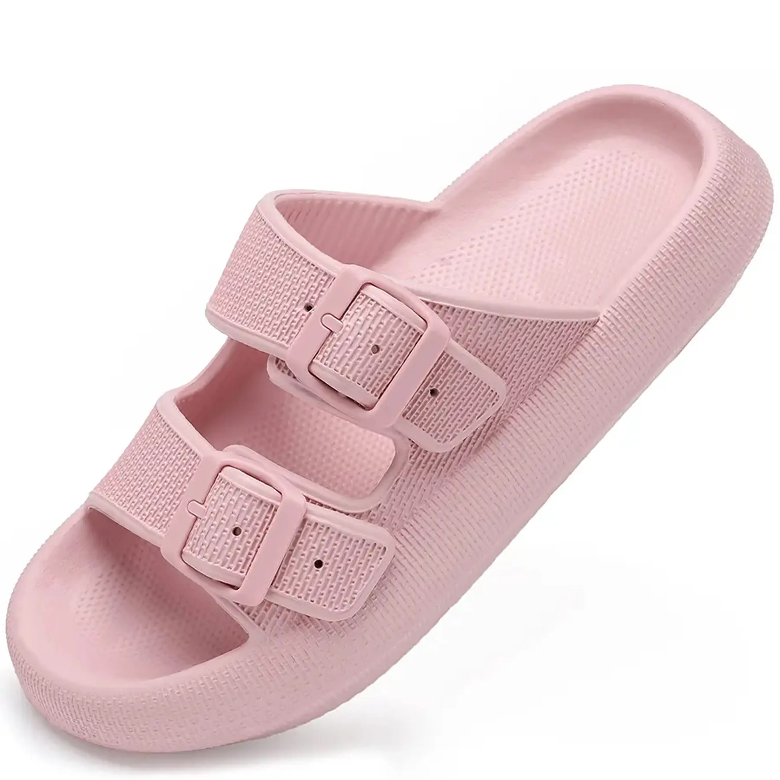 Women's Platform Slide Sandals with Double Buckles, Open Toed Thick Cushioned EVA Cloud Slip-On Shoe, Casual Daily Indoor/Outdoor Footwear, Sandals Women, Women Sandals