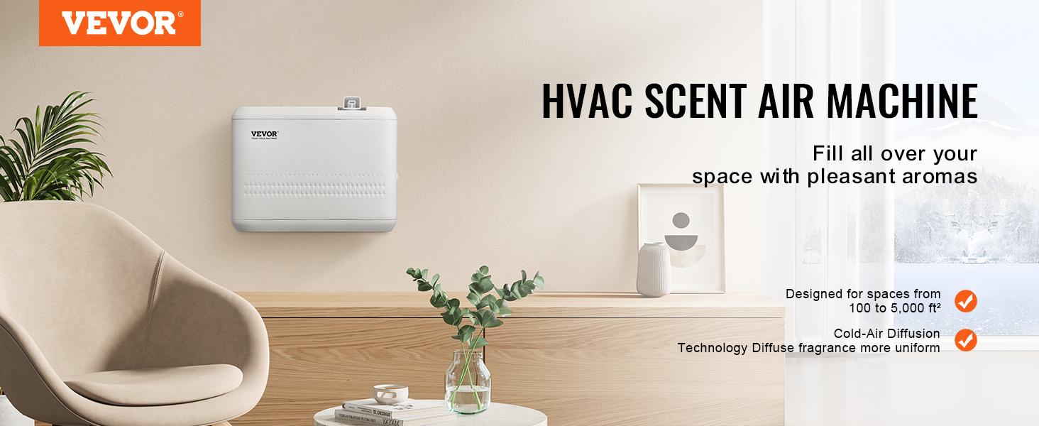 VEVOR Upgrade HVAC Scent Diffuser for Whole House, TikTokShopBlackFriday, 850ML Scent Air Machine with Cold Air Technology, Waterless Essential Oil Diffuser, Cover Up to 5000 Sq.Ft for Large Room, Hotel, Spa, Office