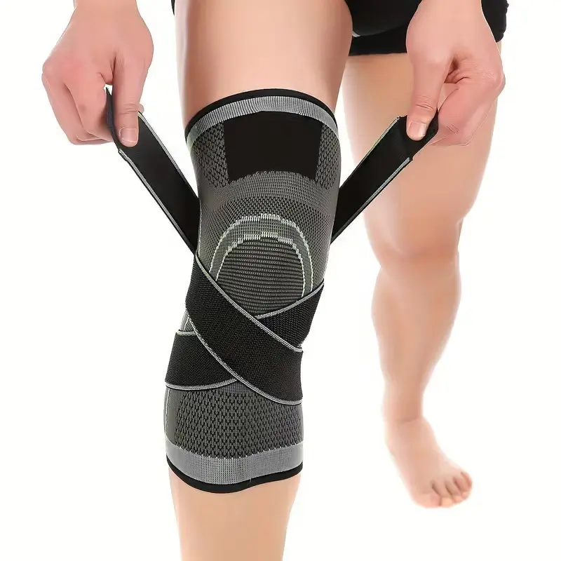 [Knee Brace Support] 2pc Knee Sleeve, Knee Brace Compression Fit Support,Black Knee Brace with Strap,Nylon Blend Compression Sleeve for Men - Modern Design, Strapfast Closure - Comfortable, Durable, Breathable,Ideal for Daily Activities & Stable Support
